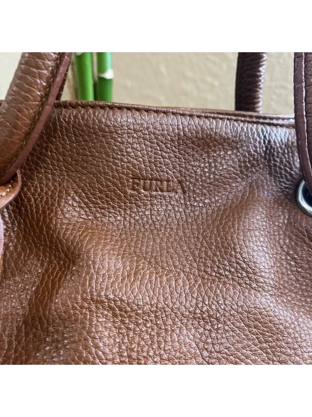 FURLA CAMEL COLORED PEBBLED LEATHER HANDBAG - Picture 3 of 16